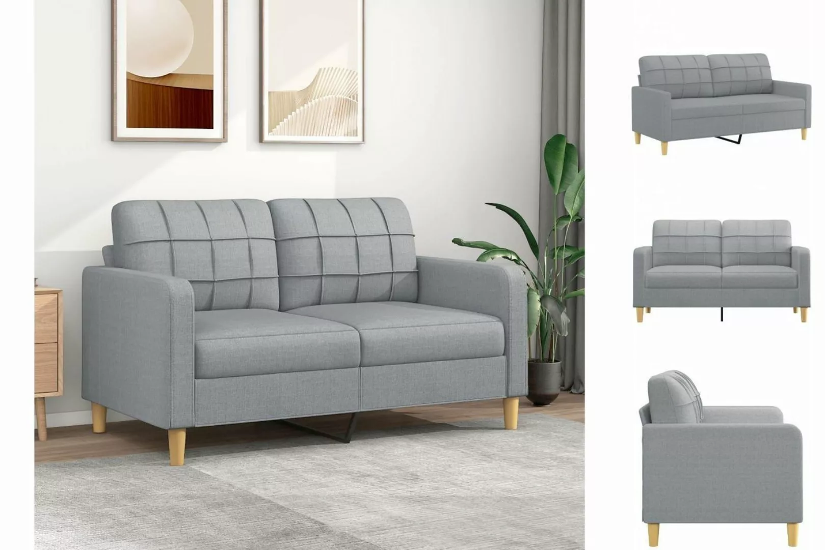 vidaXL Sofa 2-Sitzer Sofa Couch Möbel Hellgrau 140 cm Stoff günstig online kaufen