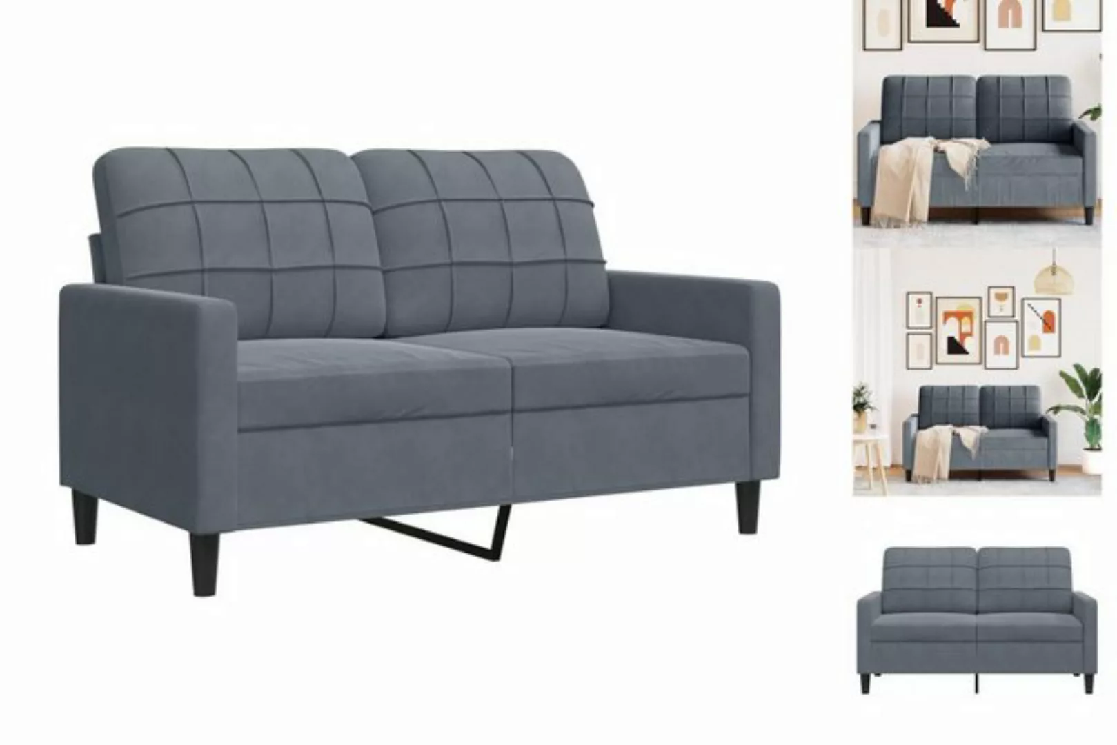 vidaXL Sofa Sofa/ 2-Sitzer/ 3-Sitzer Samt, 120 cm, Dunkelgrau günstig online kaufen