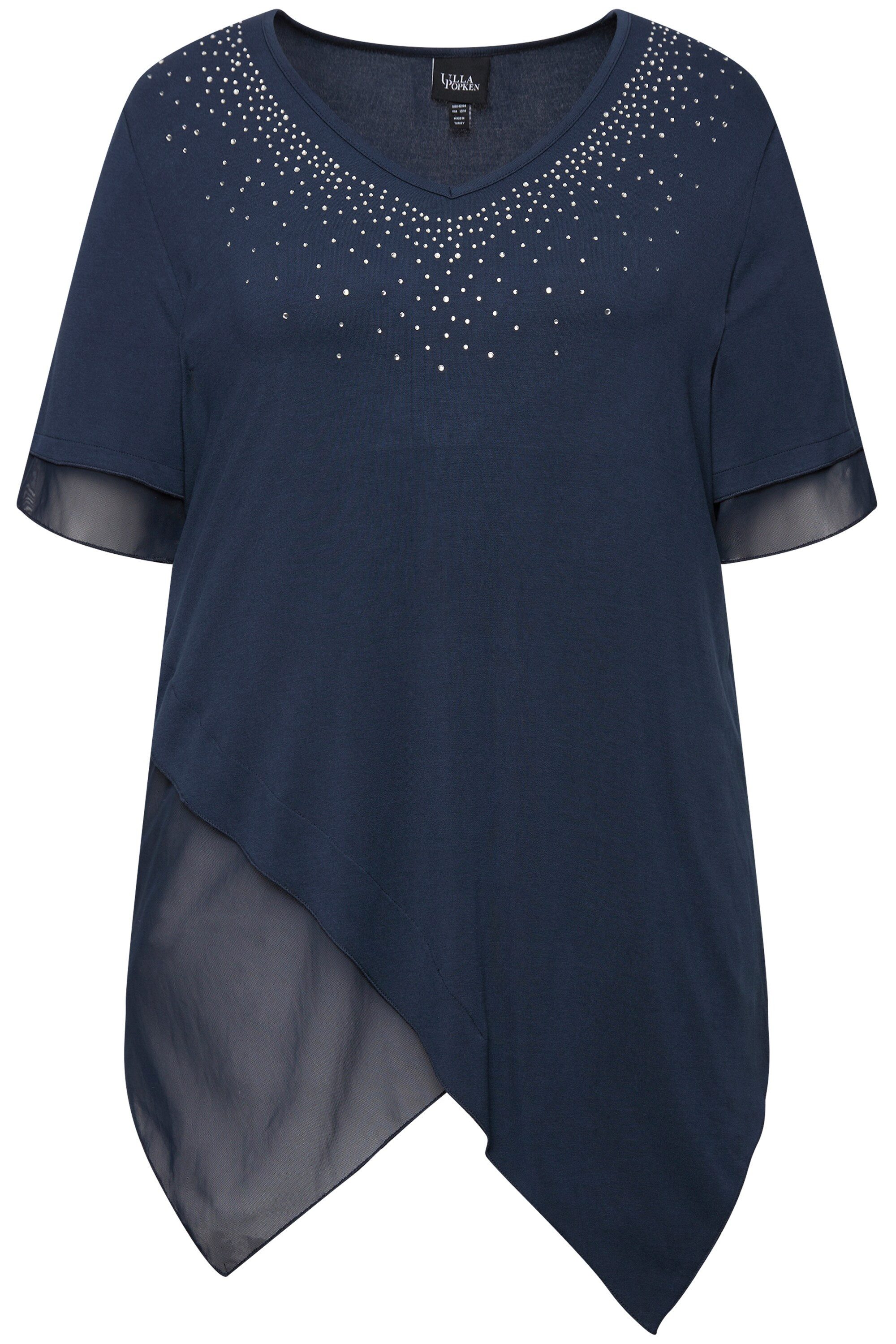Ulla Popken Druckbluse Bluse Layering-Look Mesh/Jersey günstig online kaufen