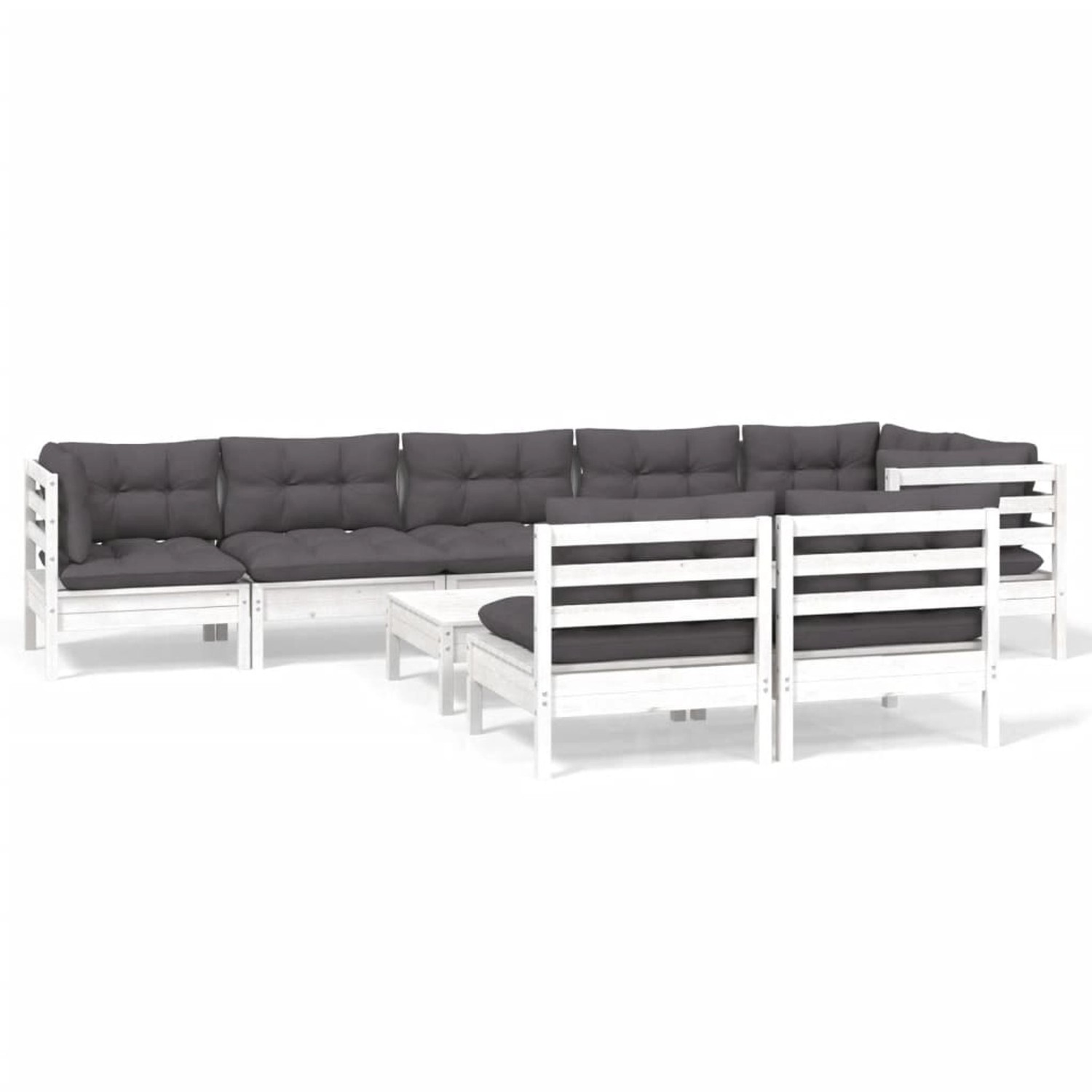 vidaXL 9-Tlg Garten-Lounge-Set mit Kissen Weiß Kiefer Massivholz 3096461 günstig online kaufen