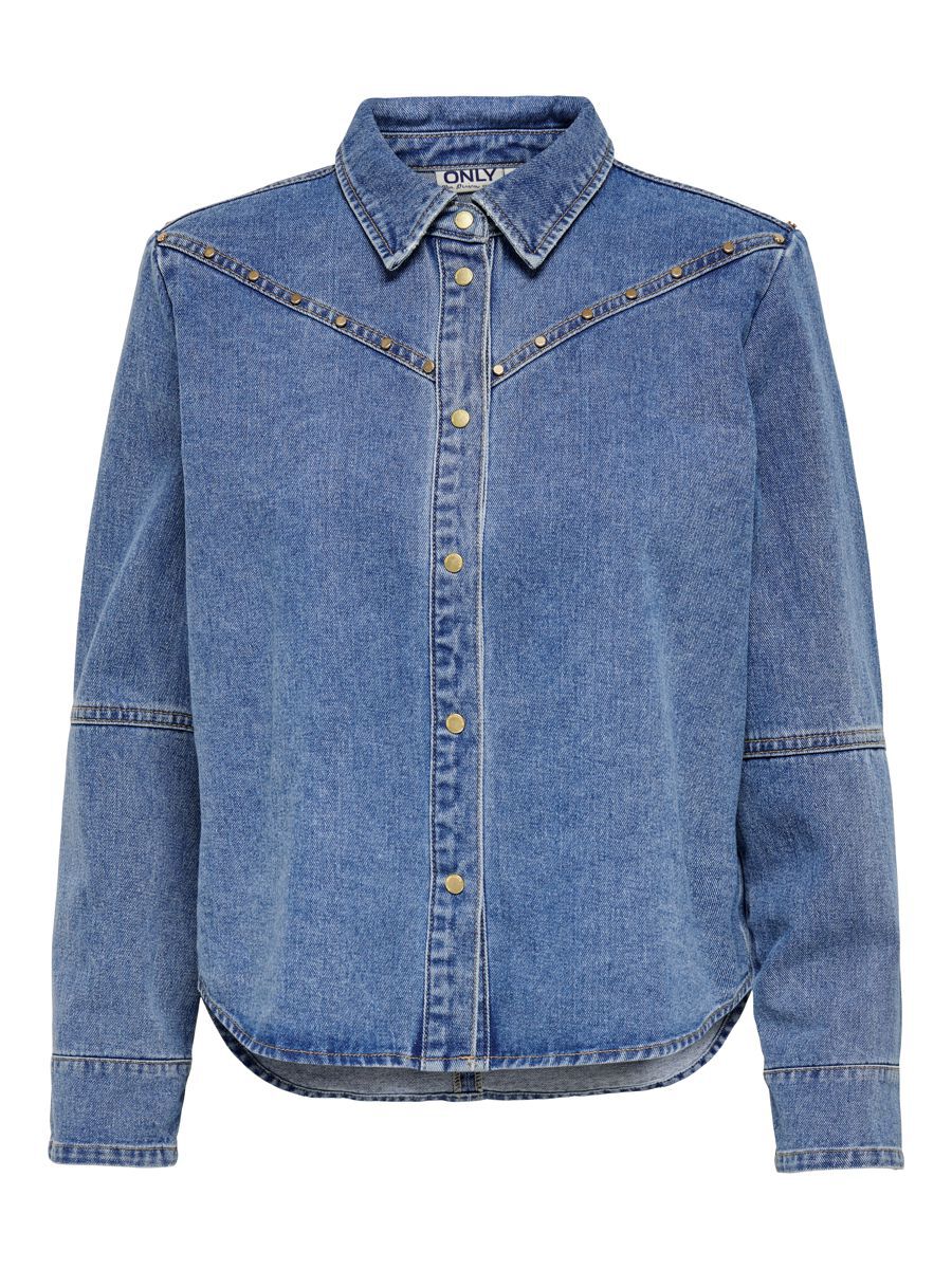 ONLY Nietendetail Jeanshemd Damen Blau günstig online kaufen