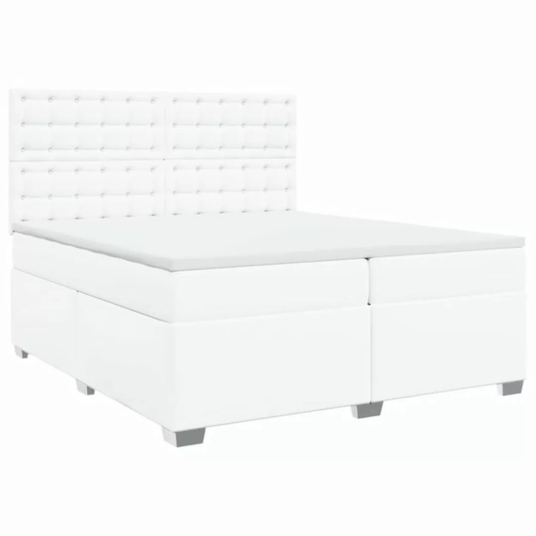 vidaXL Bett Boxspringbett mit Matratze Weiß 200x200 cm Kunstleder günstig online kaufen