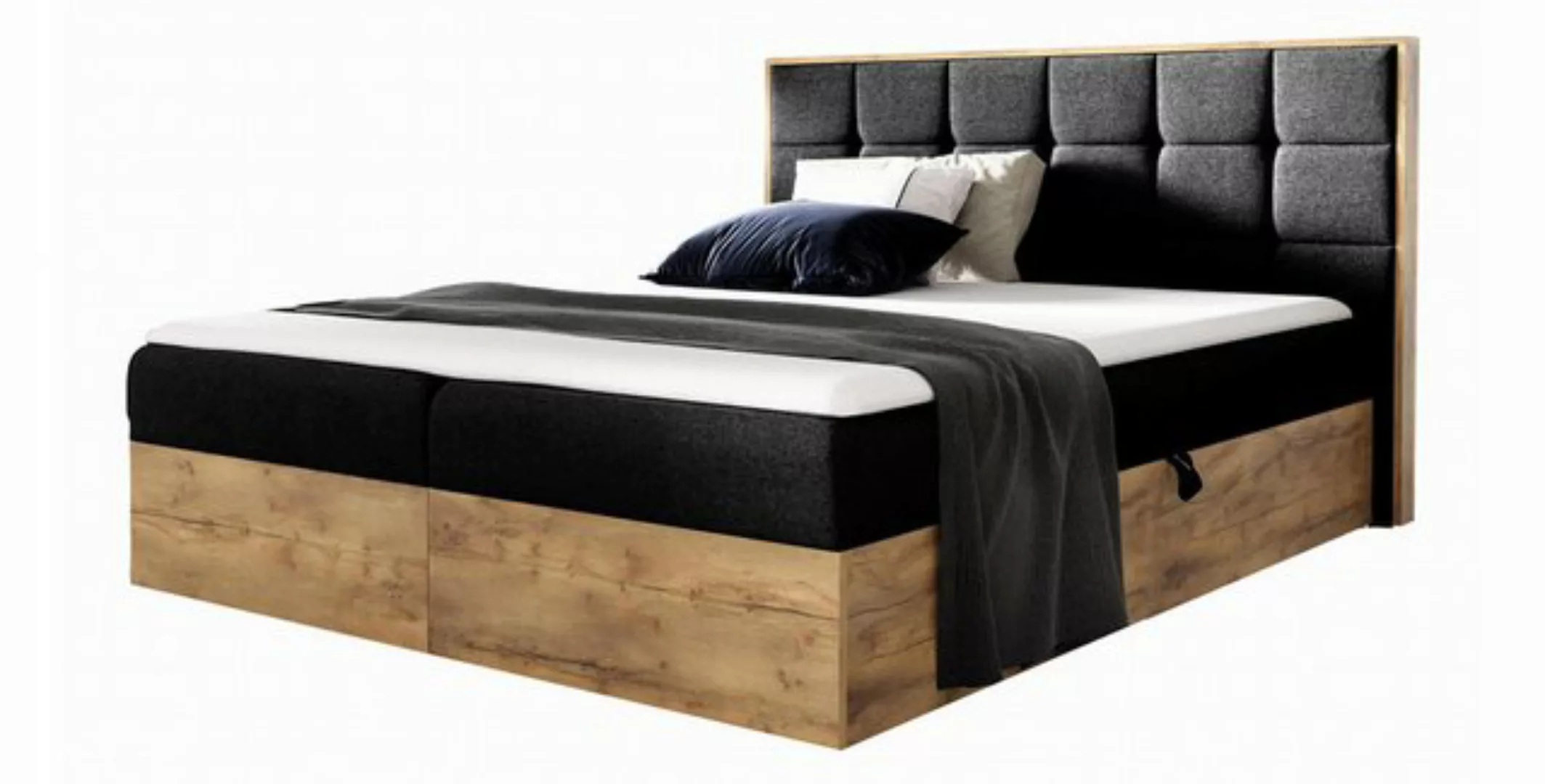 yourhouse24 Boxspringbett Wood I mit 2 Bettkästen, Doppelbett mit Bonell-Ma günstig online kaufen