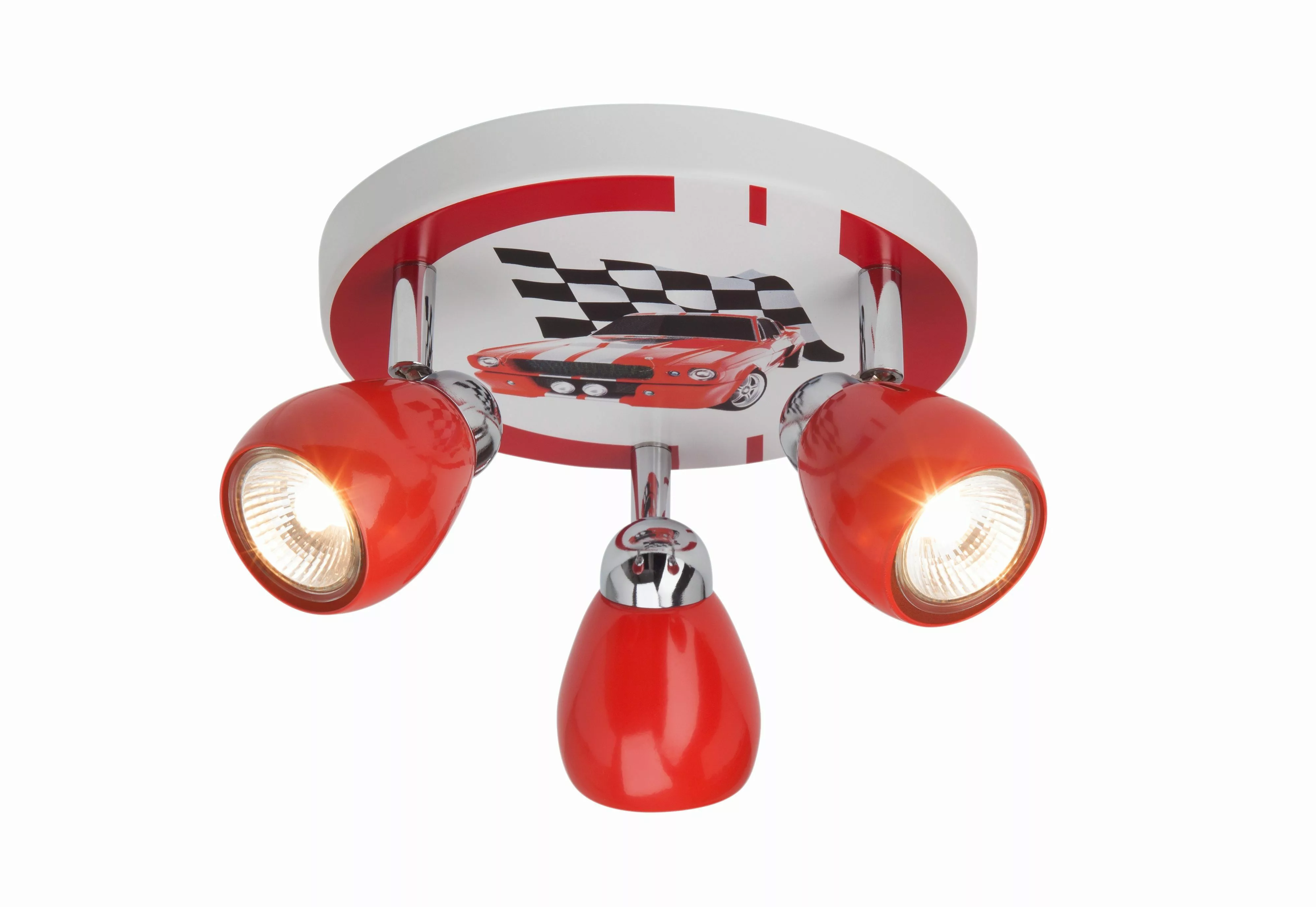 LED Deckenleuchte Racing in Rot und Weiß 3x 3W 900lm GU10 3-flammig günstig online kaufen