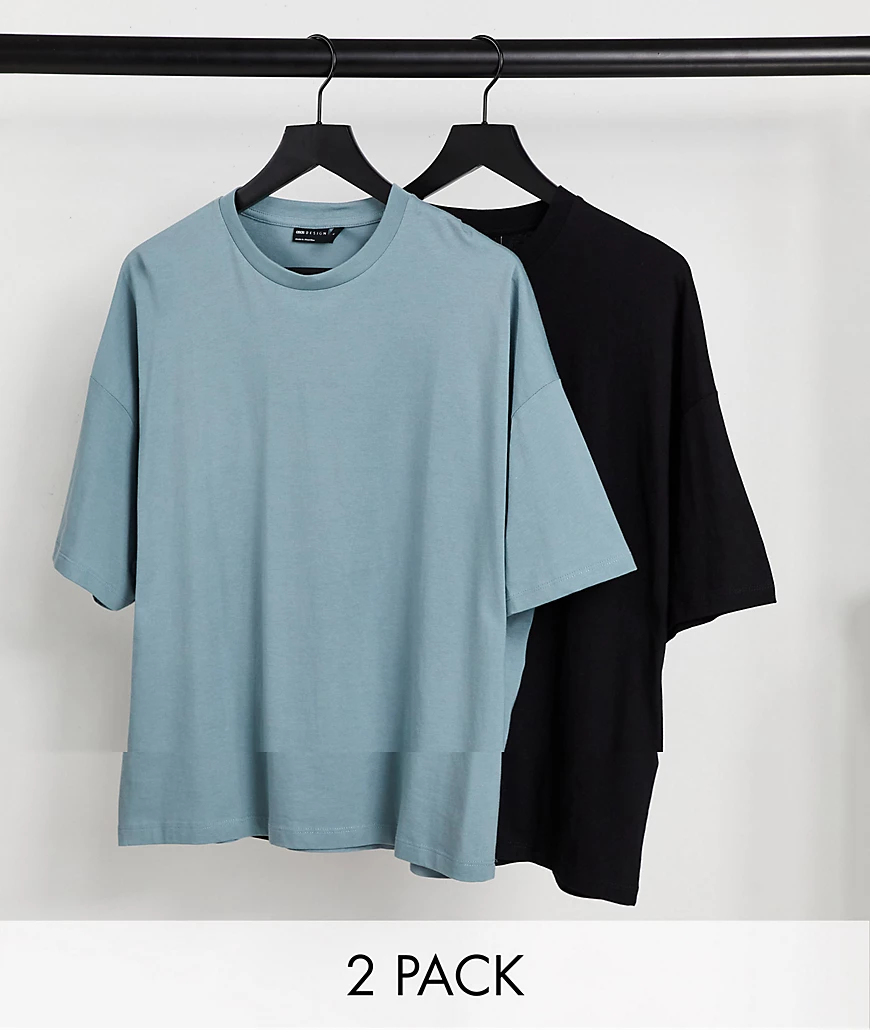 ASOS DESIGN – 2er-Pack Oversized-T-Shirts aus Bio-Material in mehreren Farb günstig online kaufen