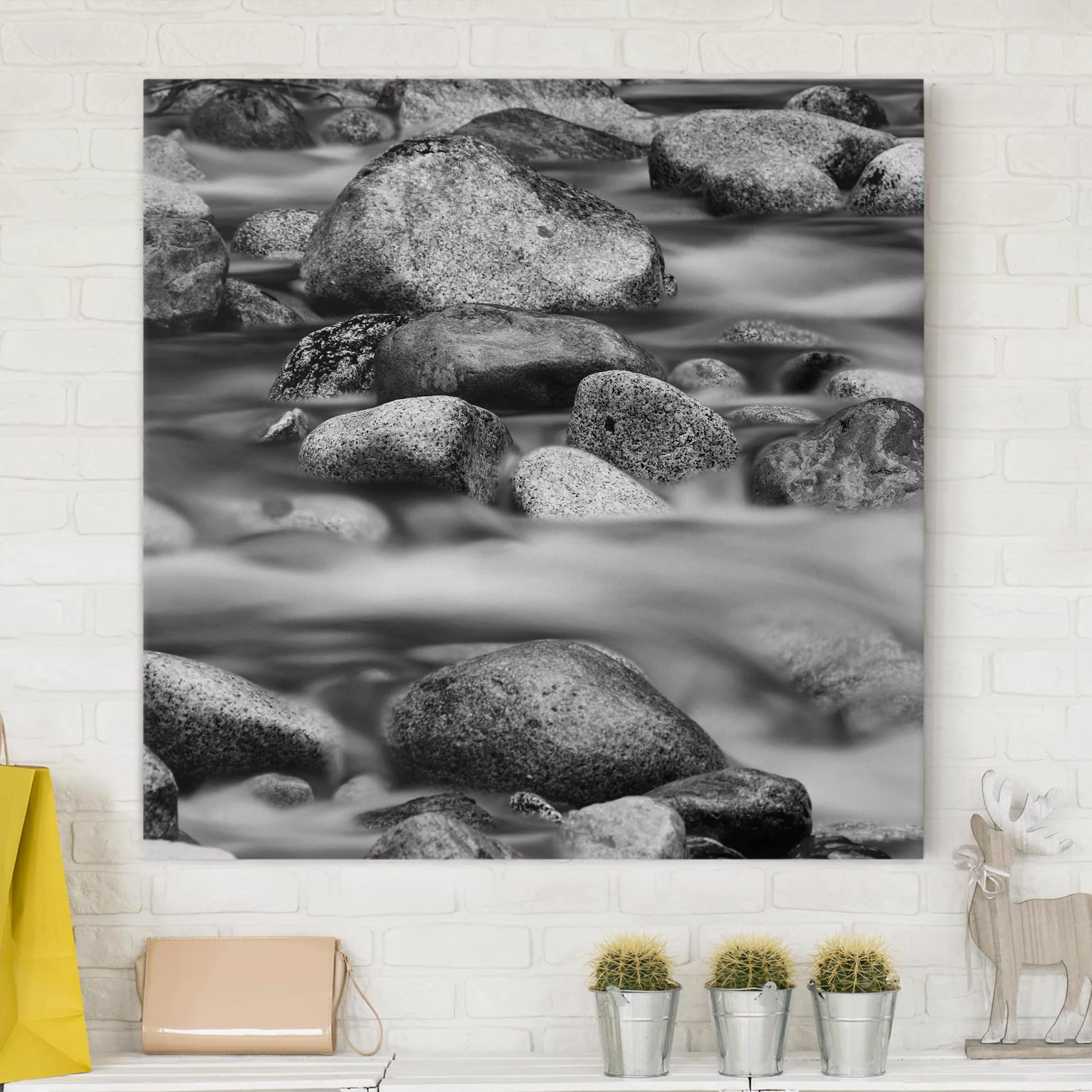 Leinwandbild Schwarz-Weiß - Quadrat Fluss in Kanada II günstig online kaufen