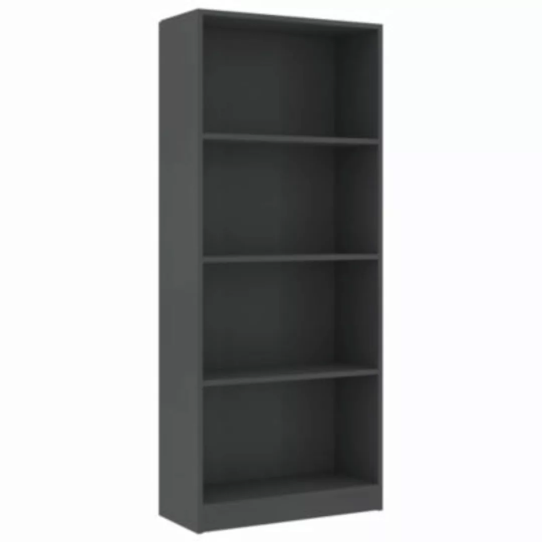 Bücherregal 4 Fächer Grau 60 X 24 X 142 Cm Spanplatte günstig online kaufen
