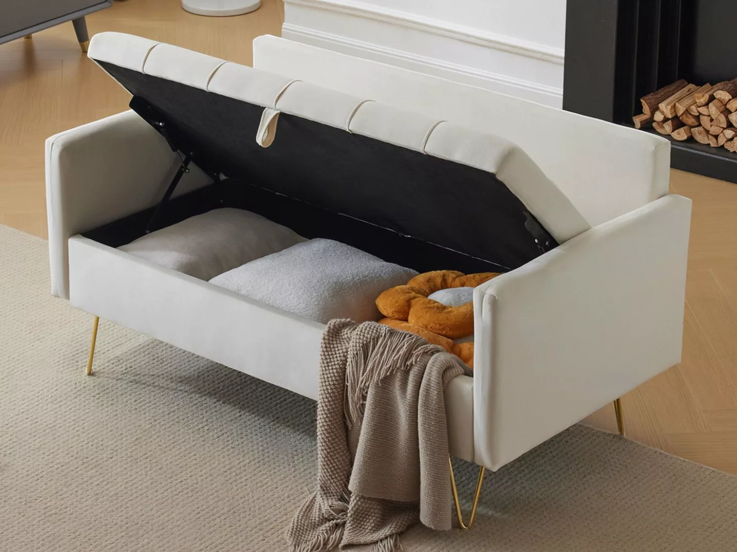 SeedWave Sofa 2-Sitzer Sofa mit Stauraum, Gepolstertes Samt-Loveseat mit Ki günstig online kaufen