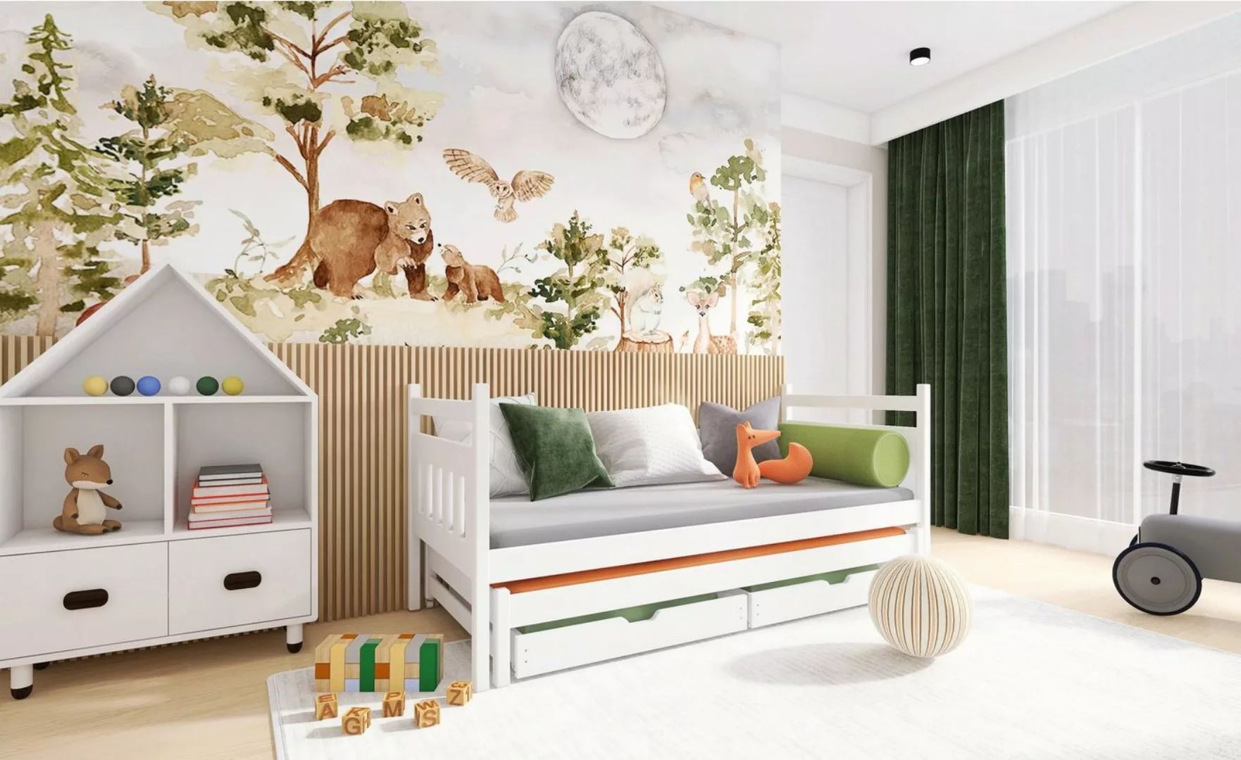 Horten Kinderbett Ausziehbett Bochum für 2 Kinder mit Schubladen (Spar-Set) günstig online kaufen