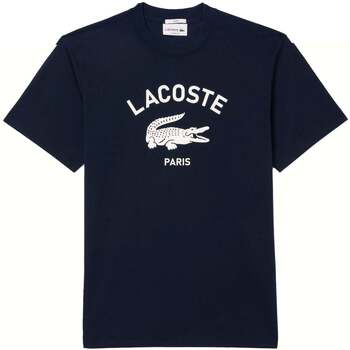 Lacoste  T-Shirts & Poloshirts Signature Print Cotton T-Shirt Midnight Blue günstig online kaufen