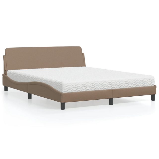 vidaXL Bett, Bett mit Matratze Cappuccino-Braun 160x200 cm Kunstleder günstig online kaufen