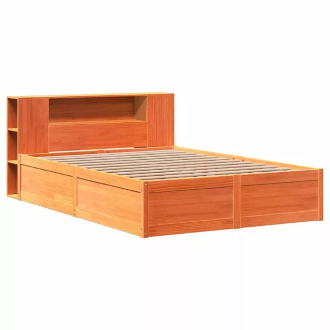 vidaXL Bett Massivholzbett ohne Matratze Wachsbraun 135x190 cm Kiefernholz günstig online kaufen