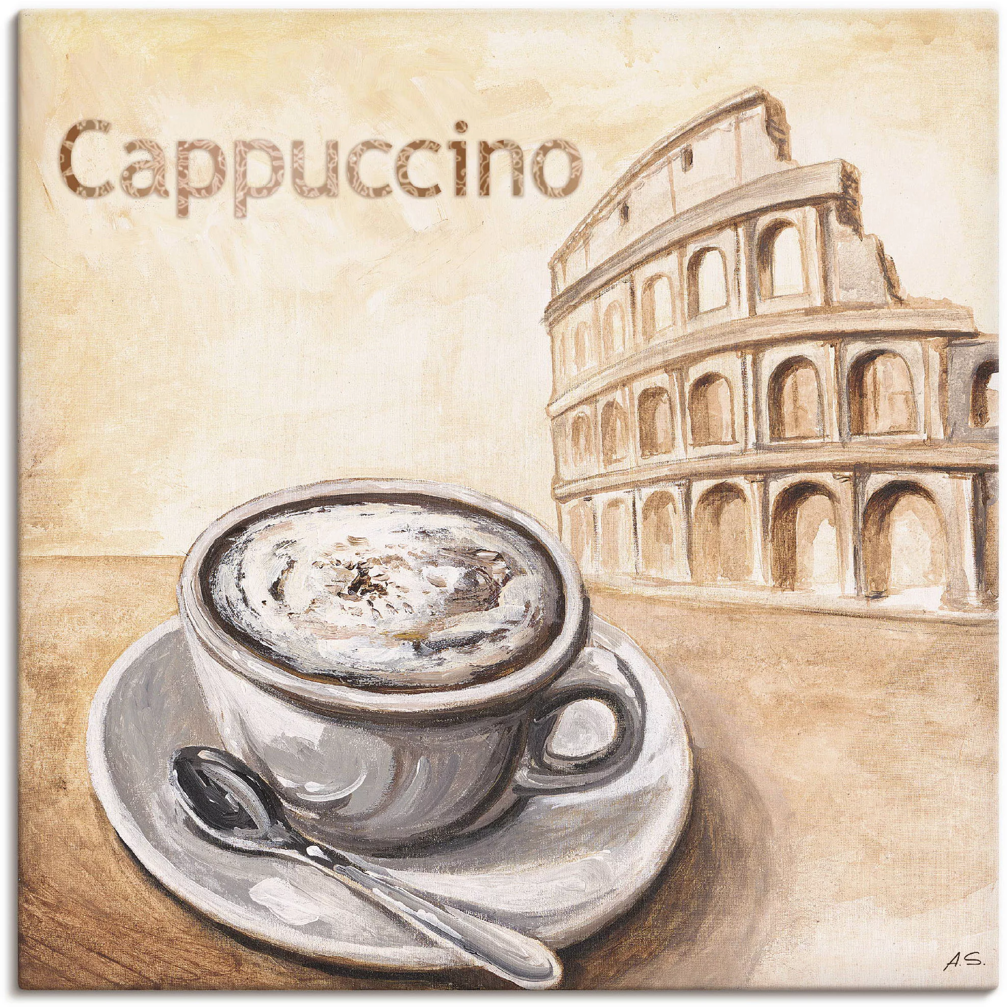 Artland Wandbild "Cappuccino in Rom", Kaffee Bilder, (1 St.) günstig online kaufen