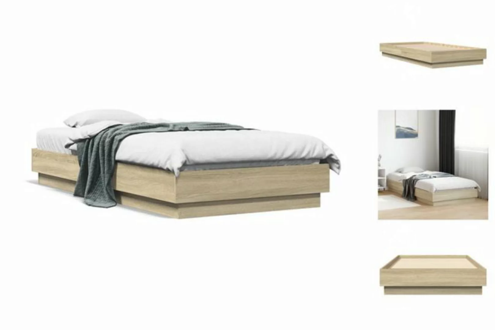 vidaXL Bettgestell Bettgestell Sonoma-Eiche 90x190 cm Spanplatte Bett Bettg günstig online kaufen