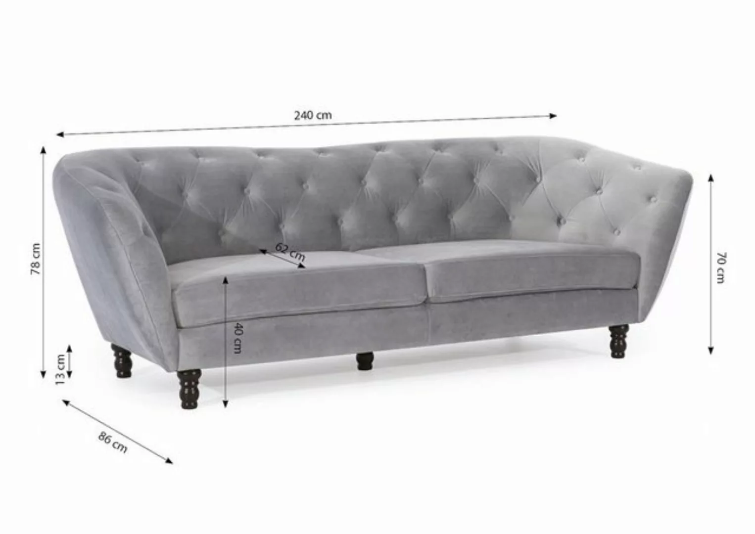 Fun Möbel Sofa Sofa Designer-Sofa Charlotte 3-Sitzer Stoff, 1 Teile günstig online kaufen