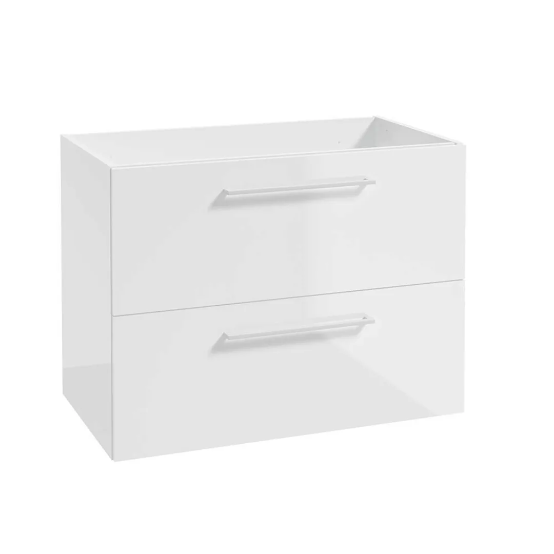 Lomadox Bad Unterschrank mit 2 Schubladen, 80 cm breit, in weiß Hochglanz m günstig online kaufen