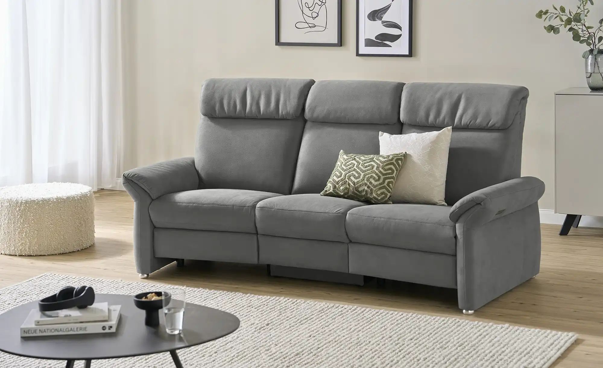 Wohnwert Trapezsofa mit USB Anschluss Melina ¦ grau ¦ Maße (cm): B: 226 H: günstig online kaufen