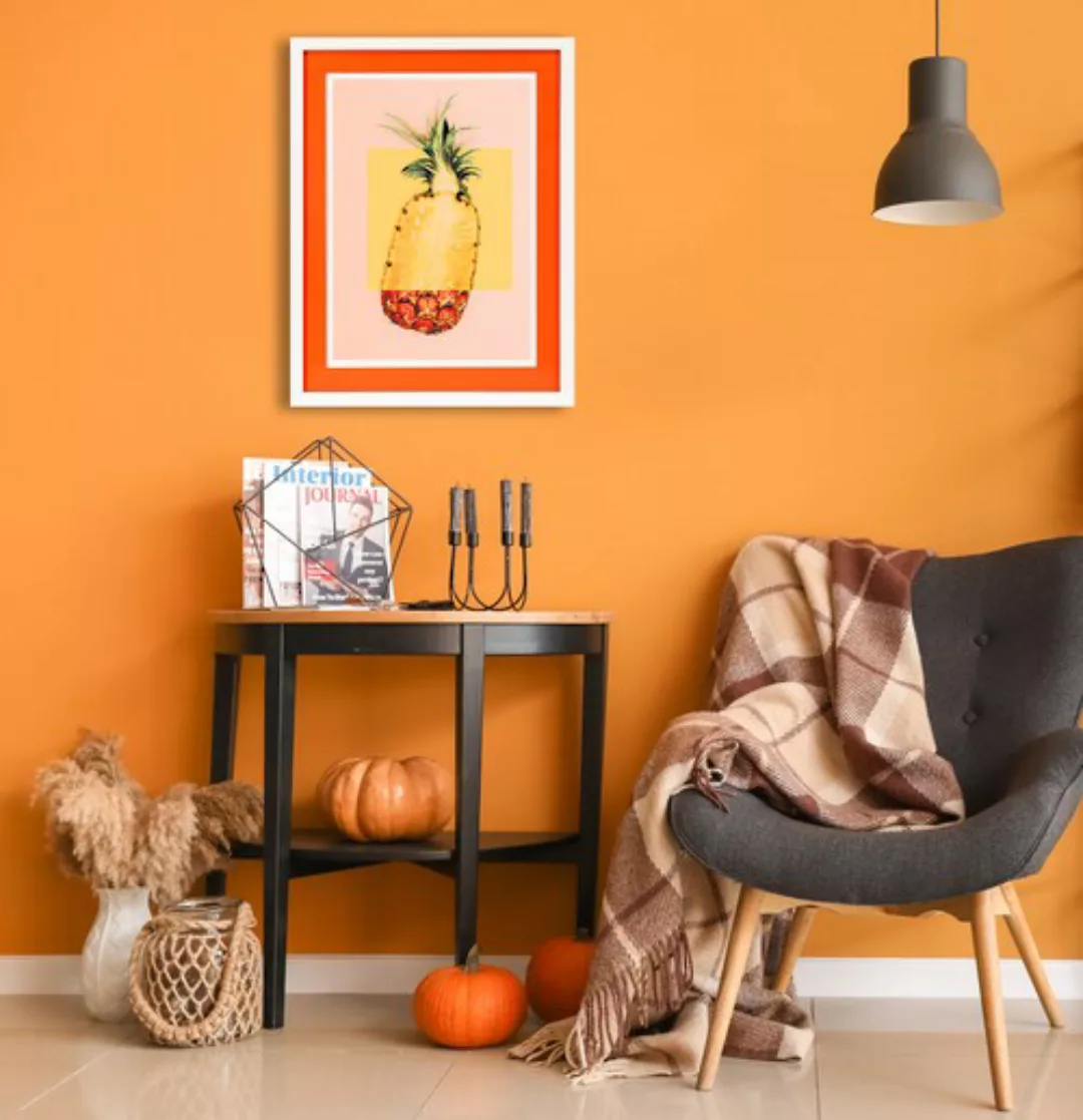 queence Bild mit Rahmen "Ananas, gelb, orange", (1 St.), Poster mit buntem günstig online kaufen