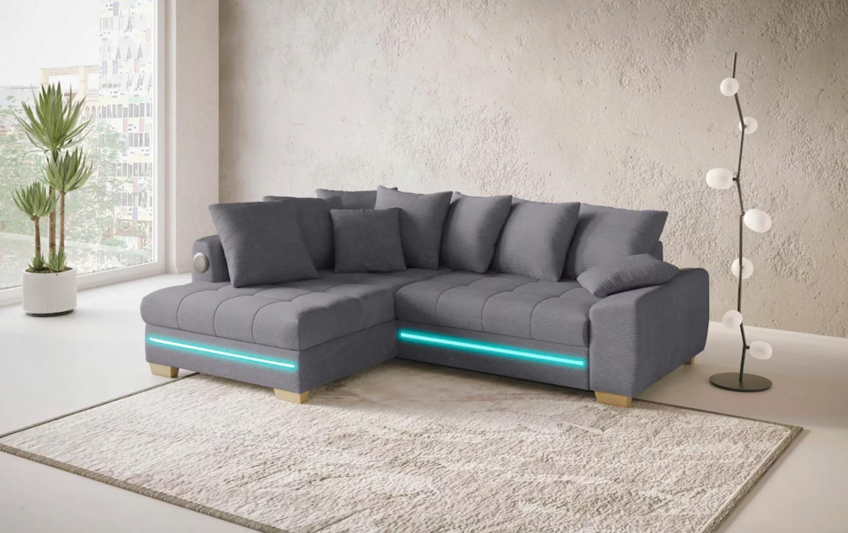Mr. Couch Ecksofa "Nikita II, L-Form", mit Kaltschaum, RGB-LED, Soundsystem günstig online kaufen