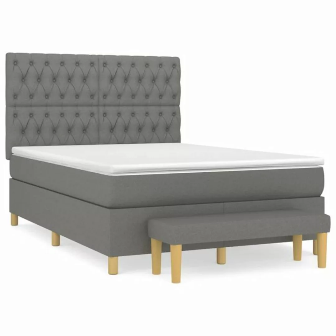 furnicato Bett Boxspringbett mit Matratze Dunkelgrau 140x190 cm Stoff günstig online kaufen