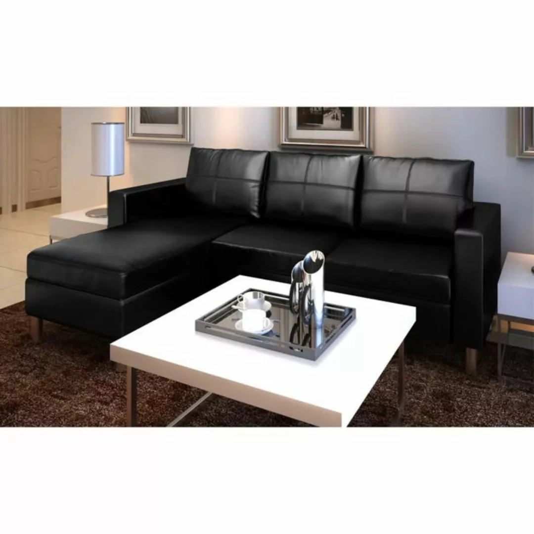 vidaXL Sofa L-förmiges Sofa 3-Sitzer Kunstleder Schwarz günstig online kaufen