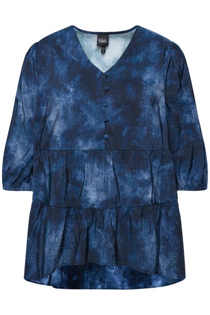 Ulla Popken Tunika Bluse Batikdruck A-Linie V-Ausschnitt Langarm günstig online kaufen