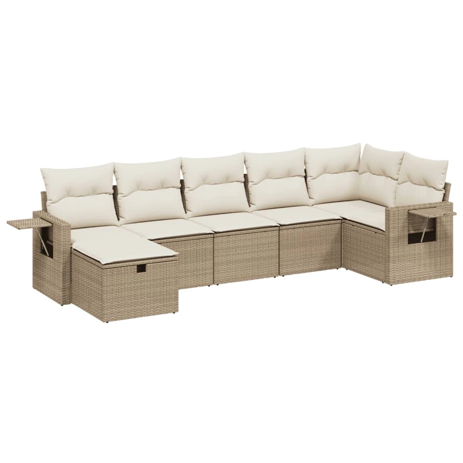 vidaXL 7-Tlg Garten-Sofagarnitur mit Kissen Beige Poly Rattan 3263814 günstig online kaufen