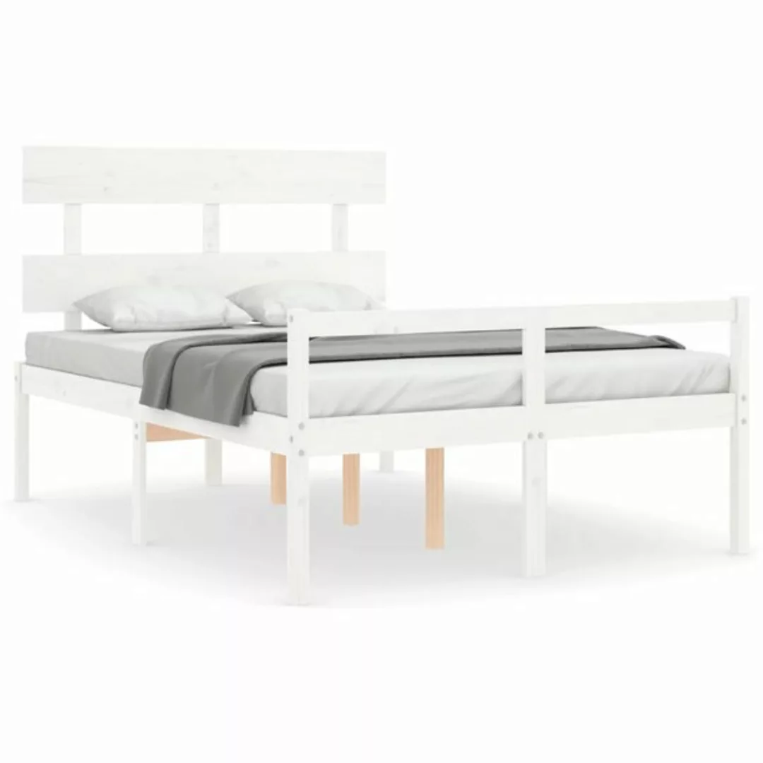 vidaXL Bett Seniorenbett mit Kopfteil 120x200 cm Weiß Massivholz günstig online kaufen