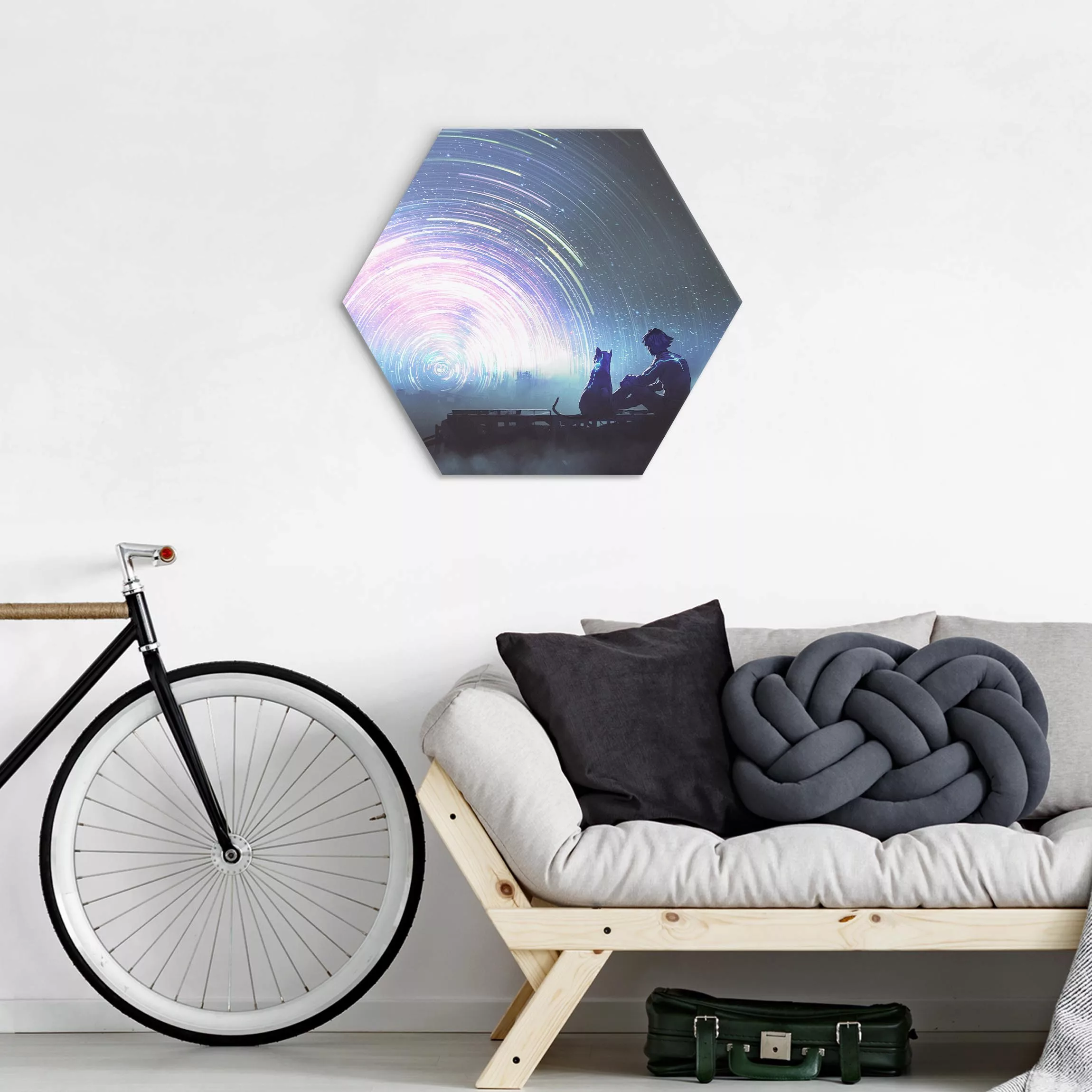 Hexagon-Alu-Dibond Bild Anime Zeichnung Sternenportal günstig online kaufen