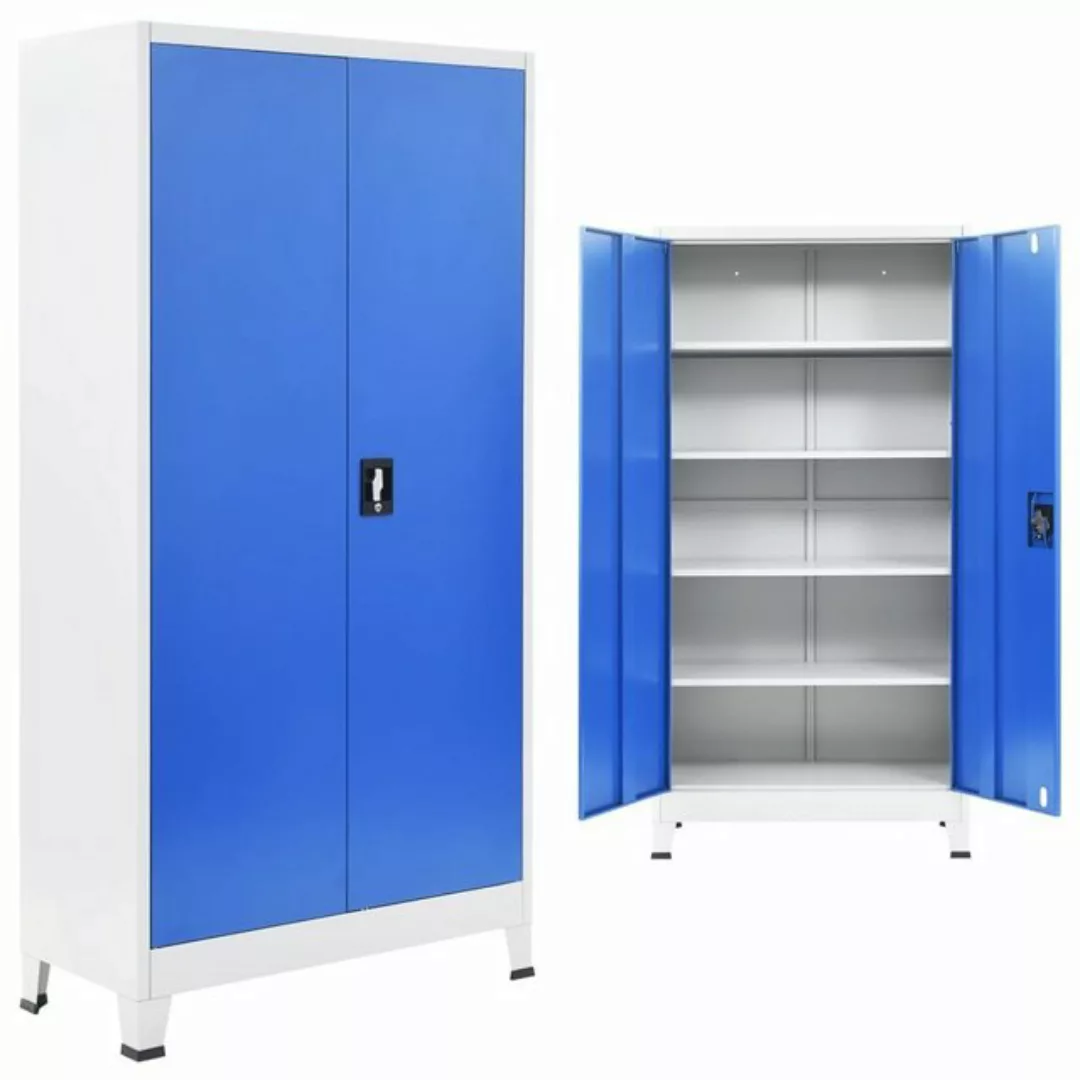 vidaXL Aktenschrank Büroschrank Metall 90 x 40 x 180 cm Grau und Blau günstig online kaufen