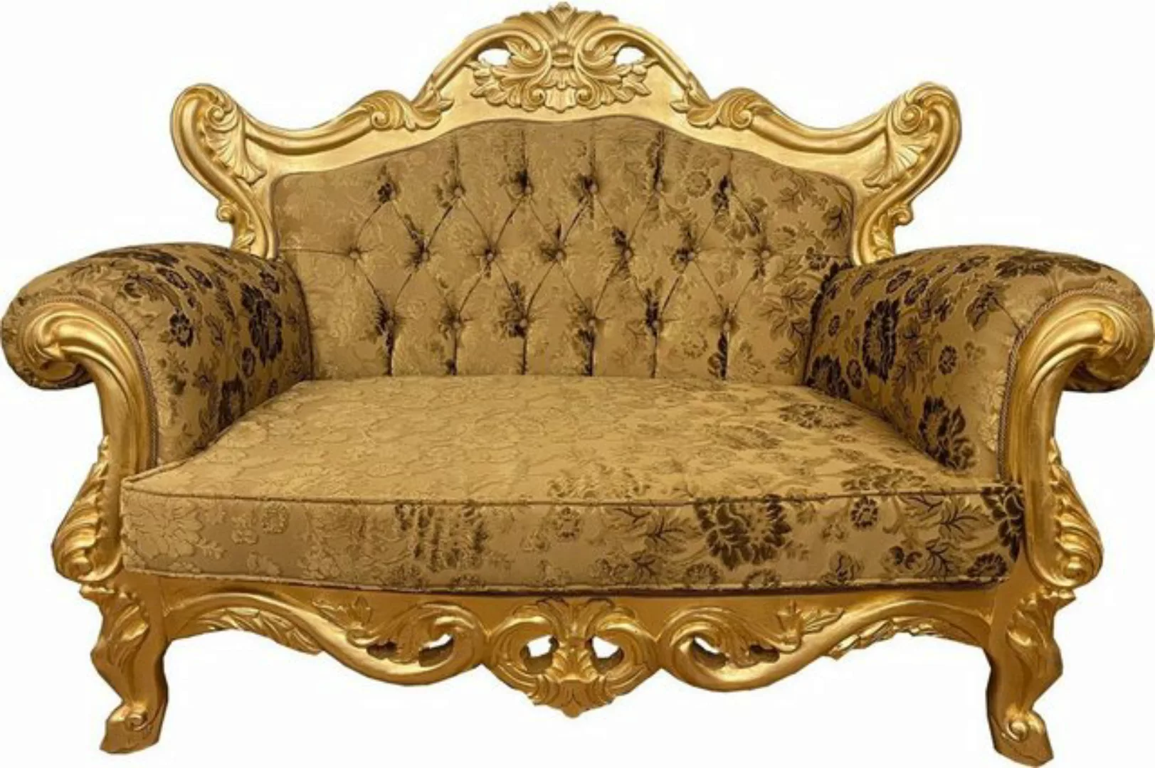 Casa Padrino 2-Sitzer Pompöös by Luxus Barock 2er Sofa Gold Bouquet Muster günstig online kaufen