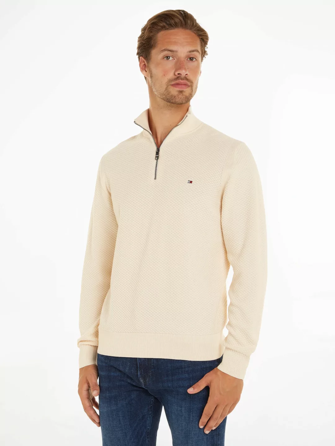 Tommy Hilfiger Troyer "OVAL STRUCTURE ZIP MOCK" günstig online kaufen