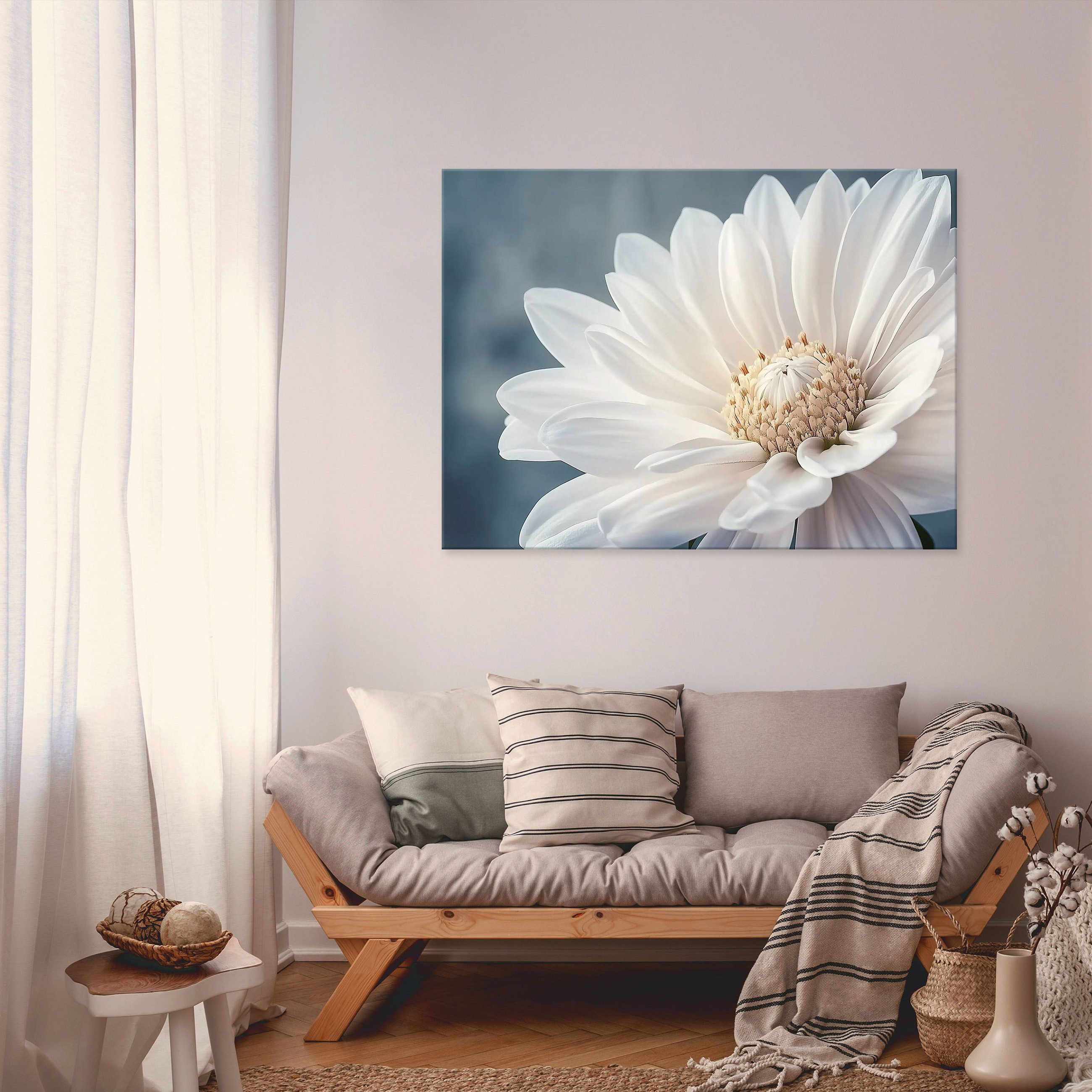 Wallarena Leinwandbild Blume Weiß Blau Modern günstig online kaufen