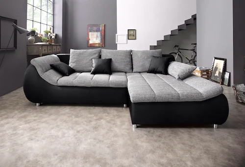 INOSIGN Ecksofa »Imola elegant und bequem, aktuelle Steppung im Sitz, L-For günstig online kaufen