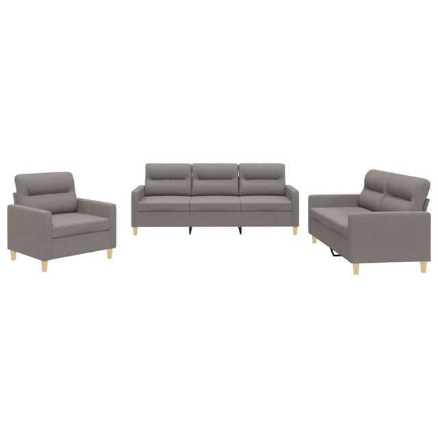 vidaXL Sofa, 3-tlg. Sofagarnitur mit Kissen Taupe Stoff günstig online kaufen