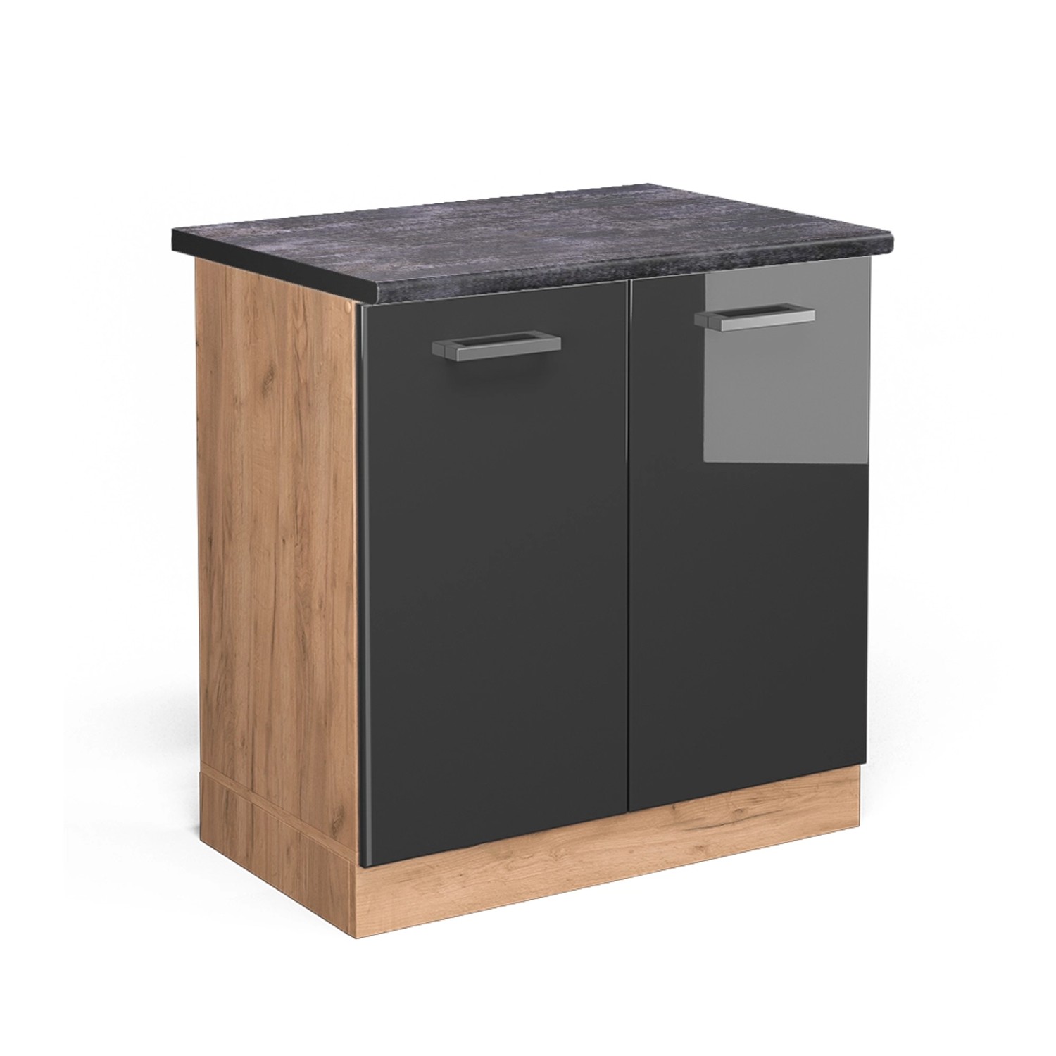 Vicco Spülenunterschrank R-Line, Anthrazit Hochglanz/Goldkraft Eiche, günstig online kaufen