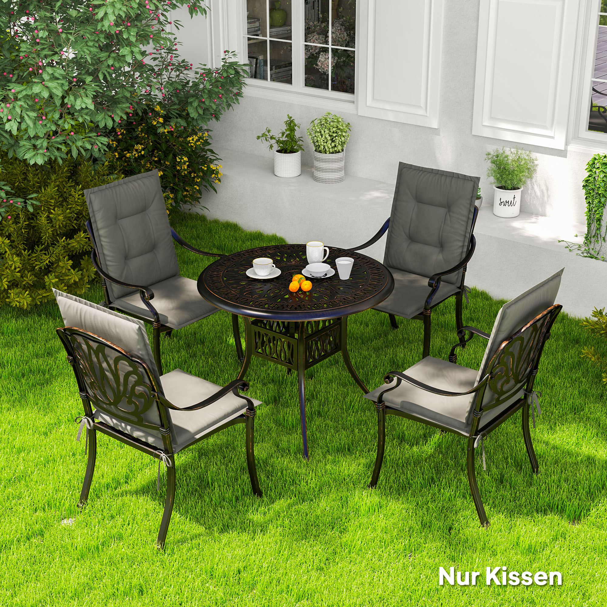 Outsunny 4er Set Sitzkissen 108 x 50 x 5 cm Stuhlkissen mit Bändern, Outdoo günstig online kaufen