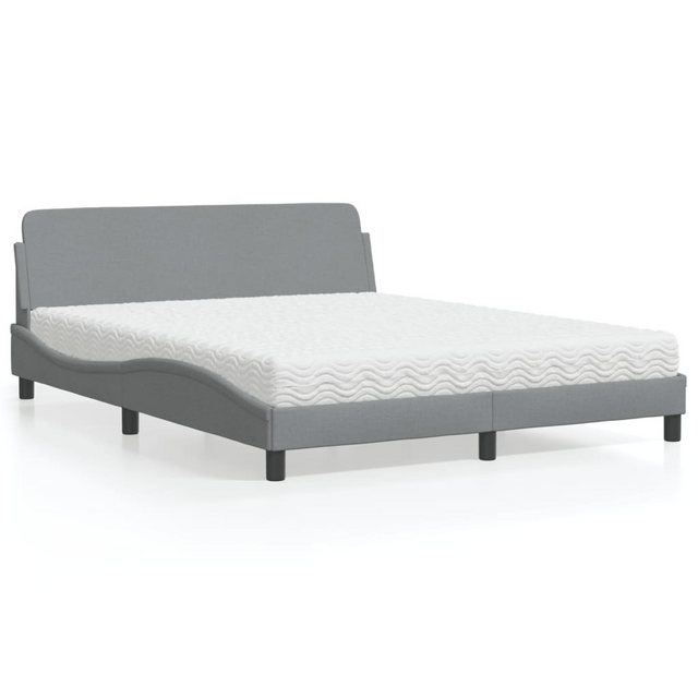vidaXL Bett Bett mit Matratze Hellgrau 160x200 cm Stoff günstig online kaufen