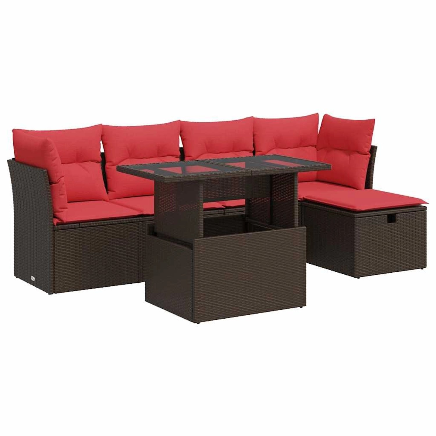 vidaXL 6-Tlg Garten-Sofagarnitur mit Kissen Braun Poly Rattan Akazie 332777 günstig online kaufen