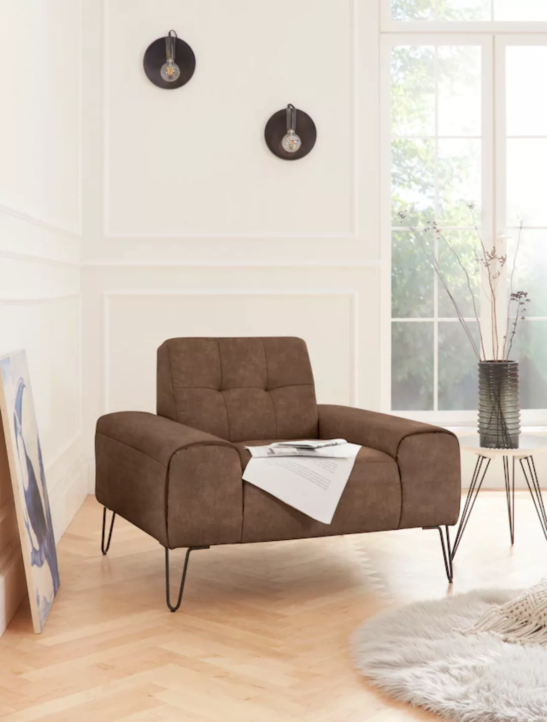 exxpo - sofa fashion Sessel "Taranto, Loungesessel mit Designfuß, elegant u günstig online kaufen