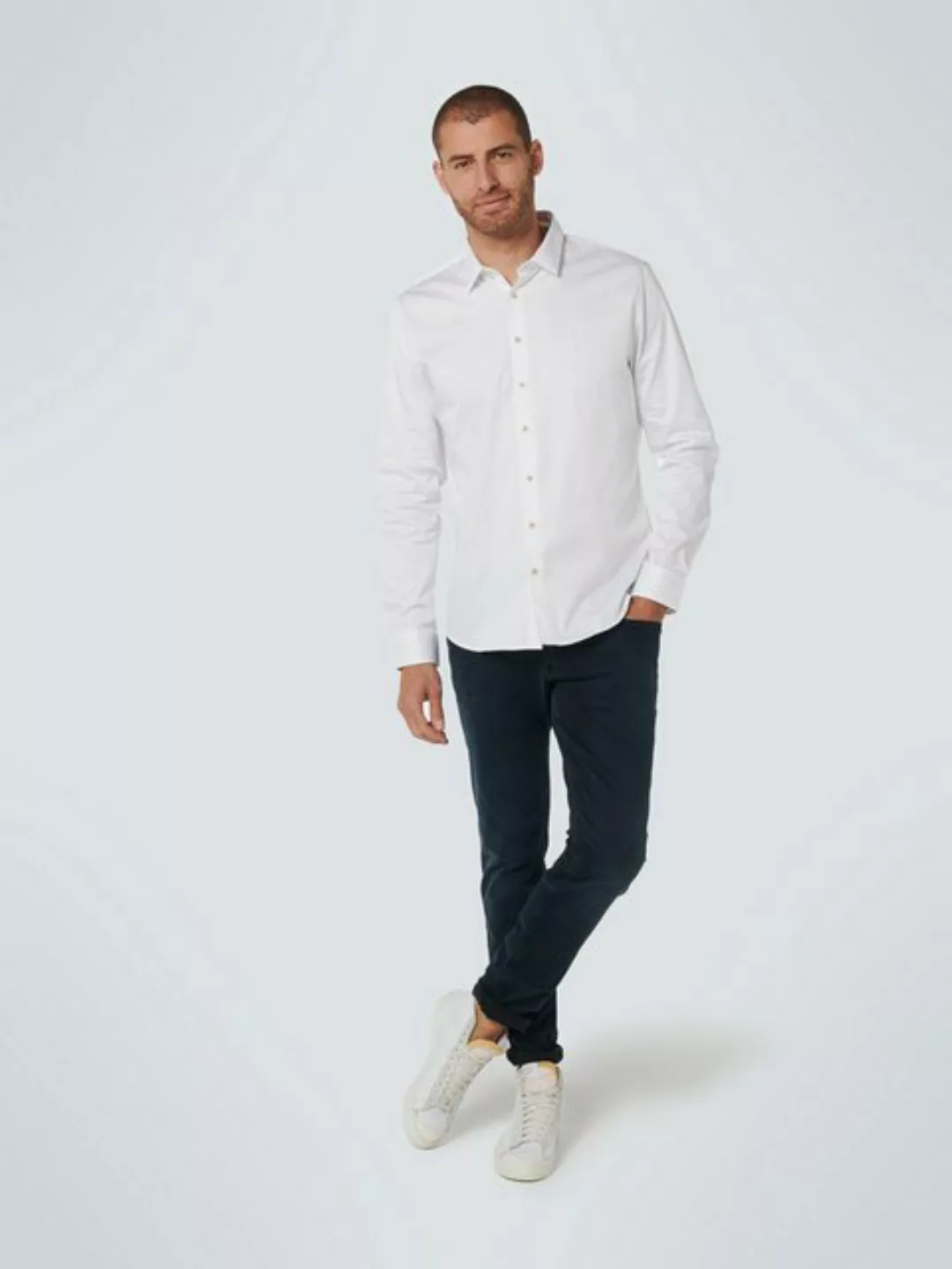 NO EXCESS Langarmshirt Basic Stretch Shirt Satin Weave günstig online kaufen