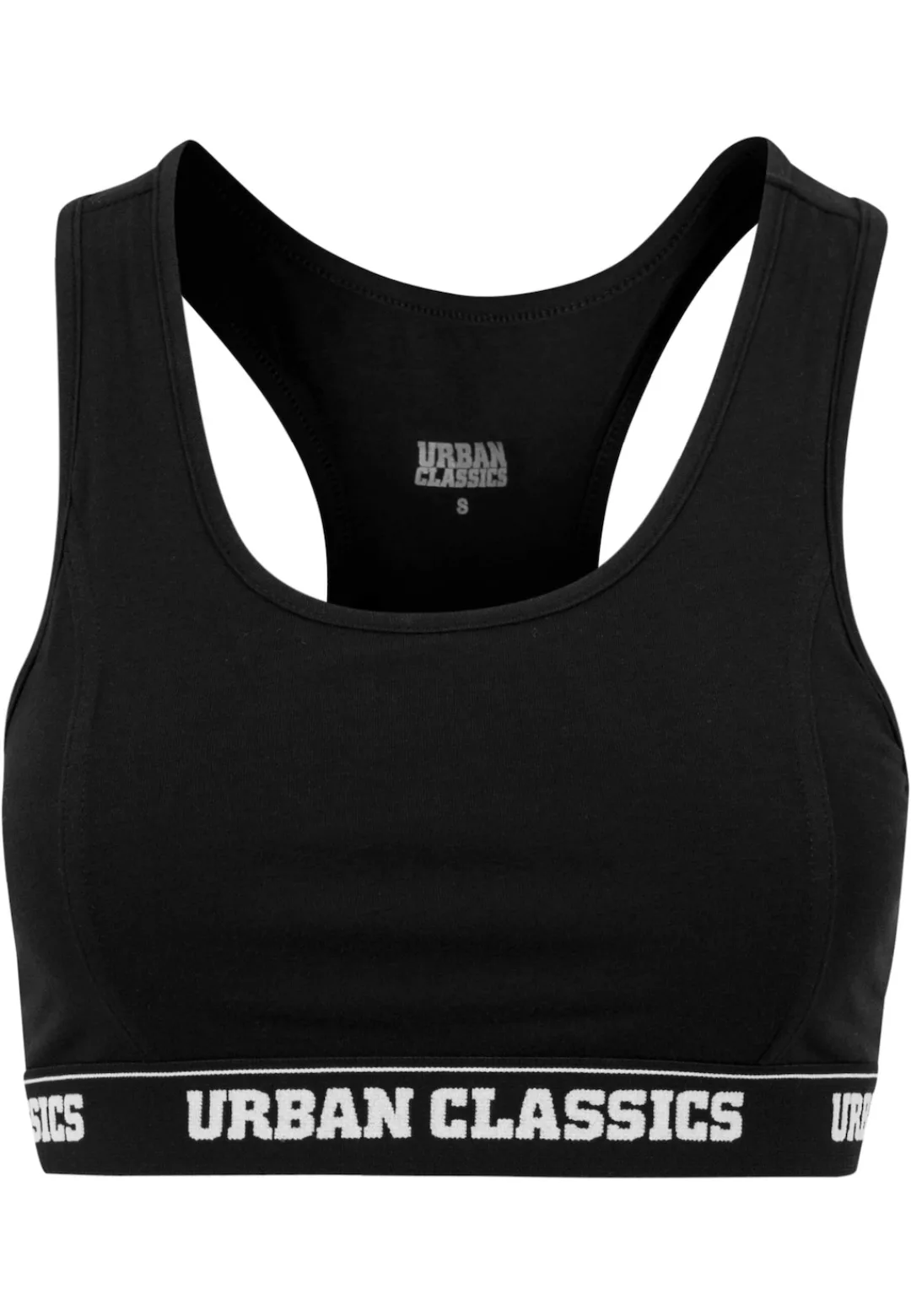 URBAN CLASSICS Kurzarmshirt "Urban Classics Damen Ladies Logo Bra" günstig online kaufen