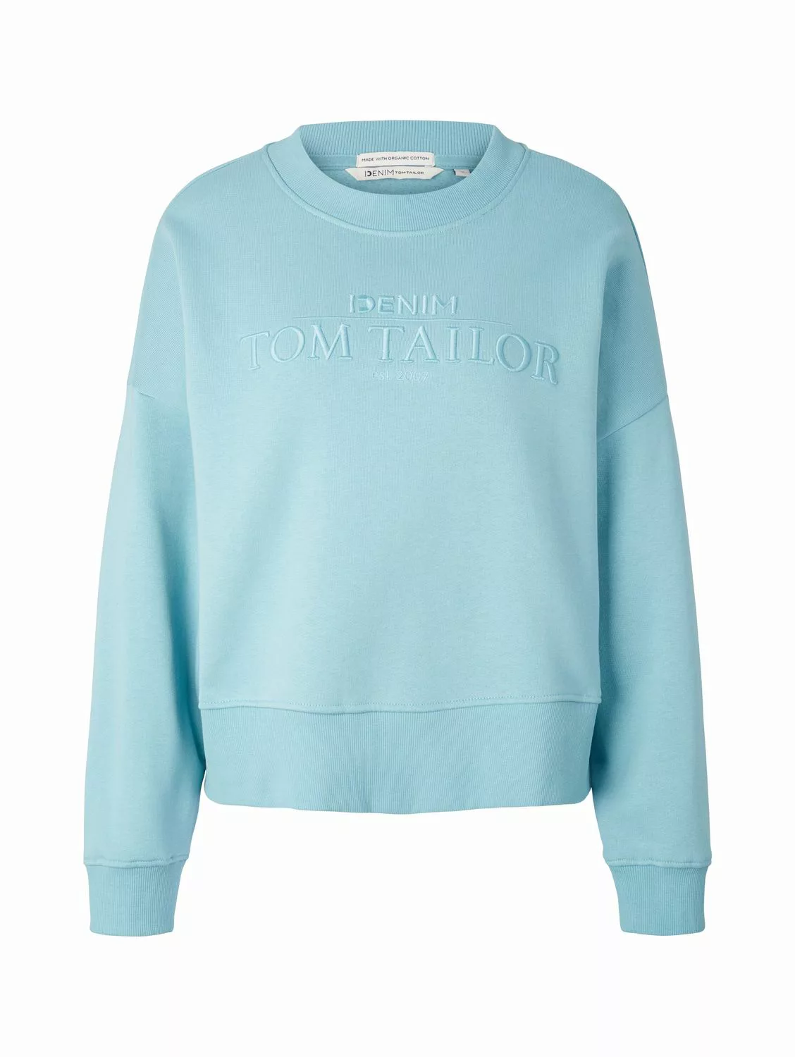 Tom Tailor Denim Damen Rundhals Pullover OVERSIZED LOGO - Relaxed Fit günstig online kaufen