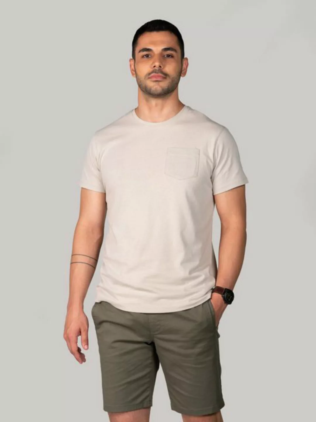 BLUVERD Kurzarmshirt T-Shirt mit Rundhalsausschnitt und Tasche günstig online kaufen