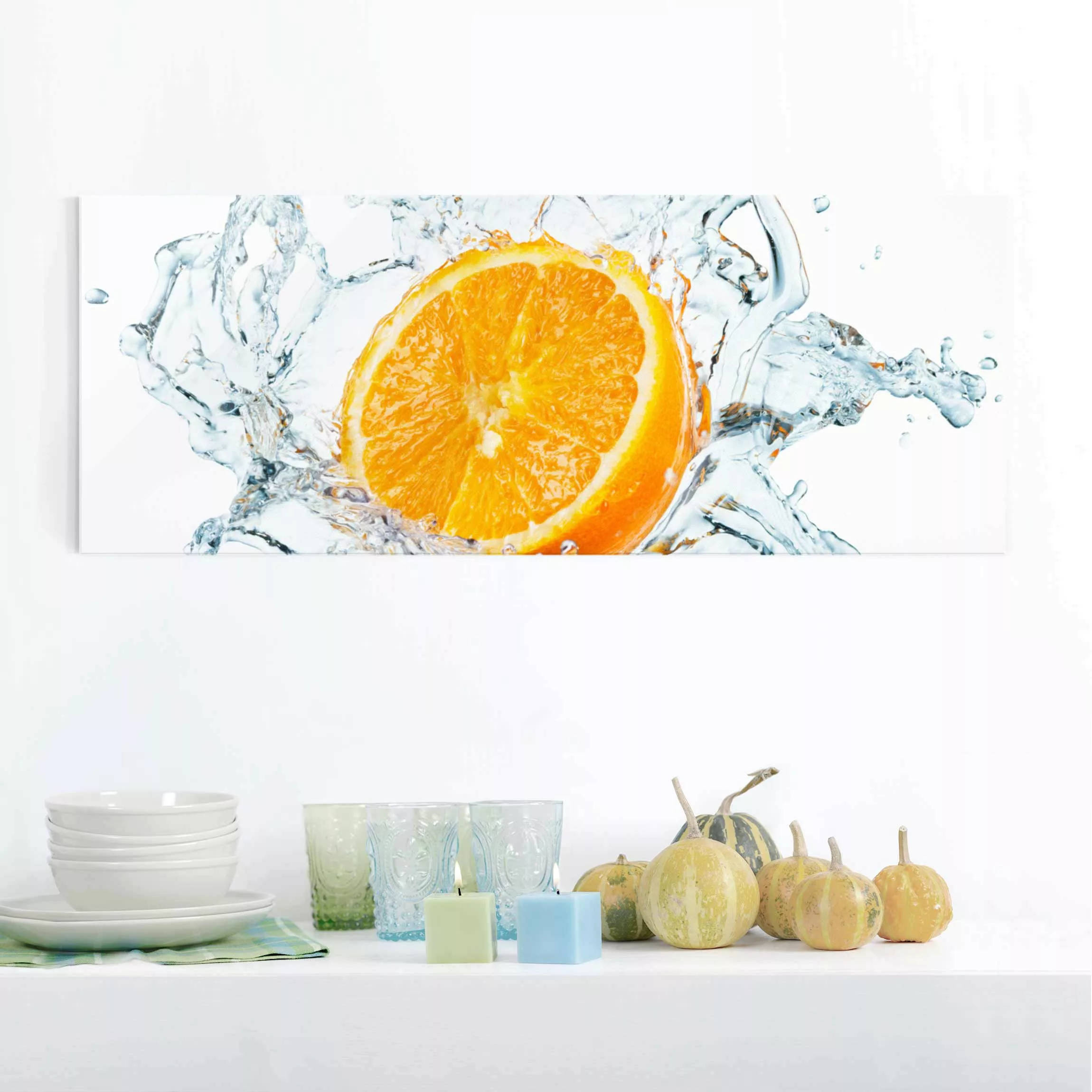 Glasbild Küche - Panorama Frische Orange günstig online kaufen
