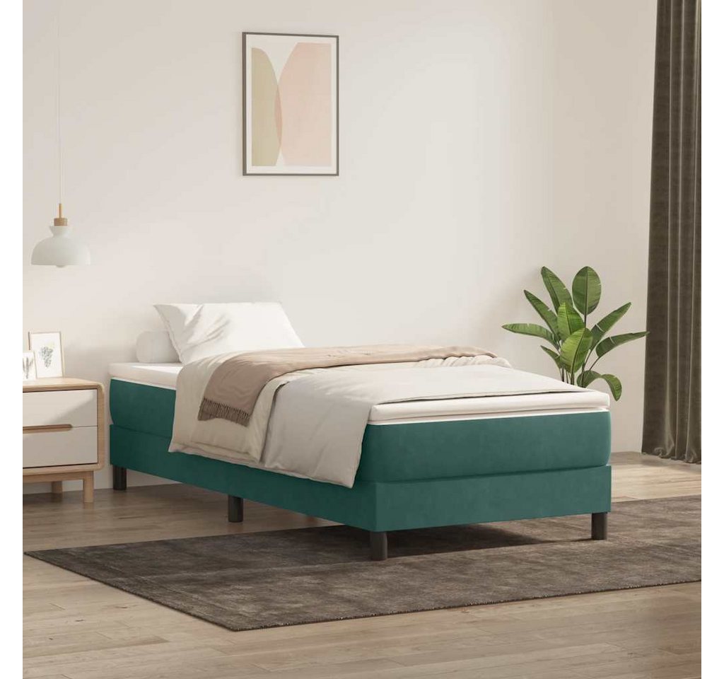 vidaXL Boxspringbett, Boxspringbett mit Matratze Dunkelgrün 80x210 cm Samt günstig online kaufen