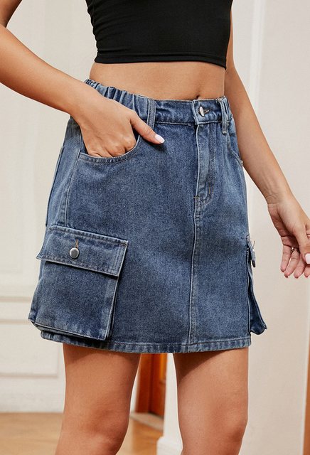 CHENIN Jeansshorts Arbeitsrockanzug aus gewaschenem denim mit mehreren tasc günstig online kaufen