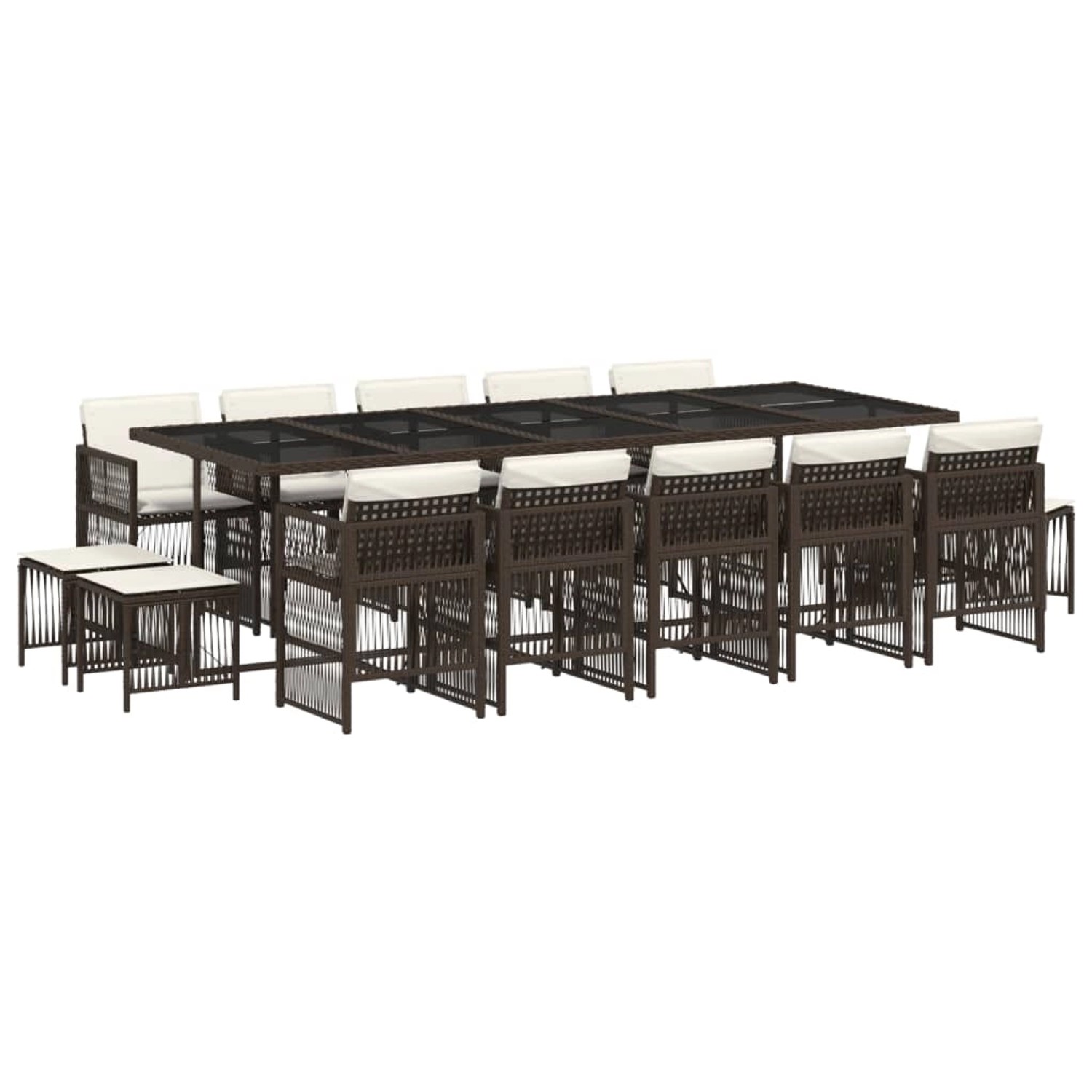 vidaXL 15-Tlg Garten-Essgruppe mit Kissen Braun Poly Rattan 3210993 günstig online kaufen