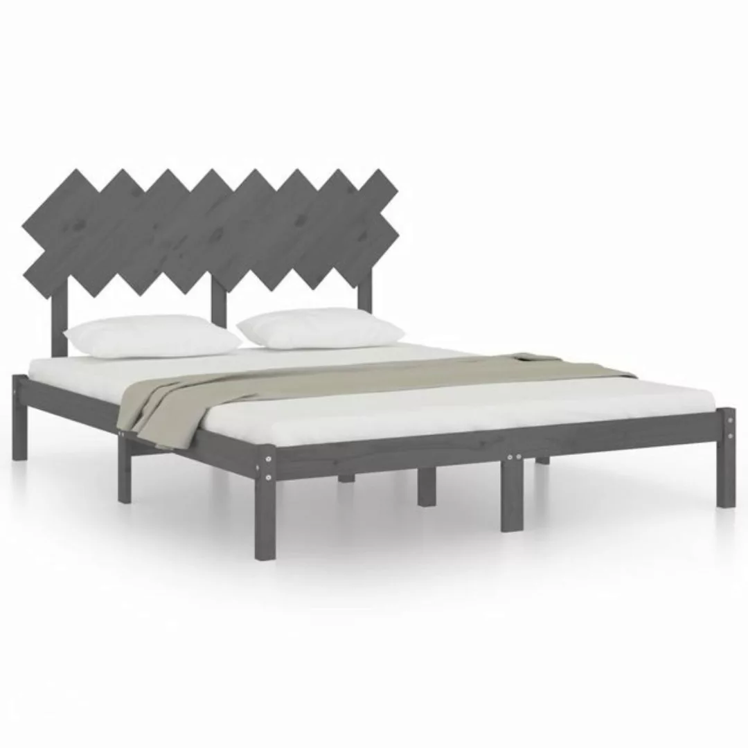 vidaXL Bettgestell Massivholzbett Grau 160x200 cm Bett Bettrahmen Bettgeste günstig online kaufen