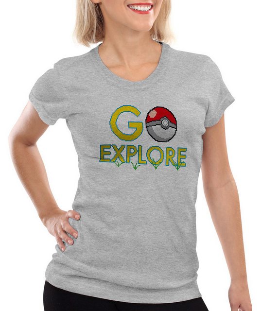 style3 T-Shirt Go Explore poke game app team Pokemon pikachu pokespot arena günstig online kaufen